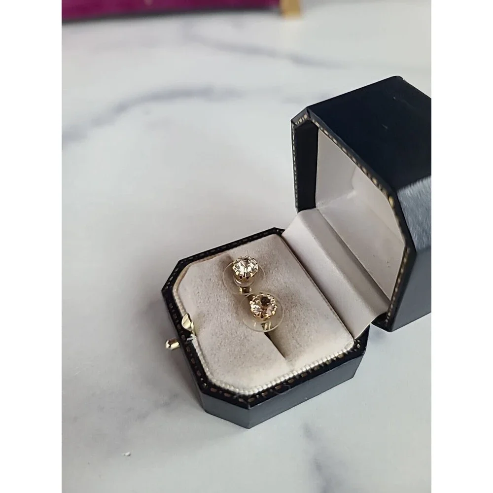 Vintage Clear Rhinestone Stud Earrings